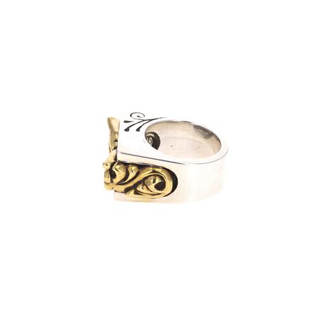 Sterling Silver Squared-Off Gold Scroll Ring – King Baby