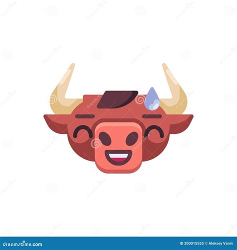 Laughing Bull Emoji Flat Icon Stock Vector - Illustration of solid, humor: 200015555