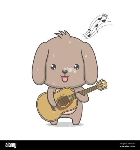 Cute Puppy Dog Playing Guitar Stock Vector Image & Art - Alamy