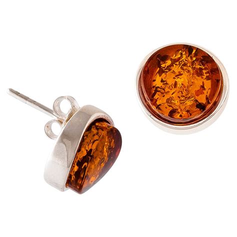 Amber-Silver Stud Earrings