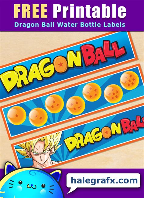 Free Printable Dragon Ball Water Bottle Labels