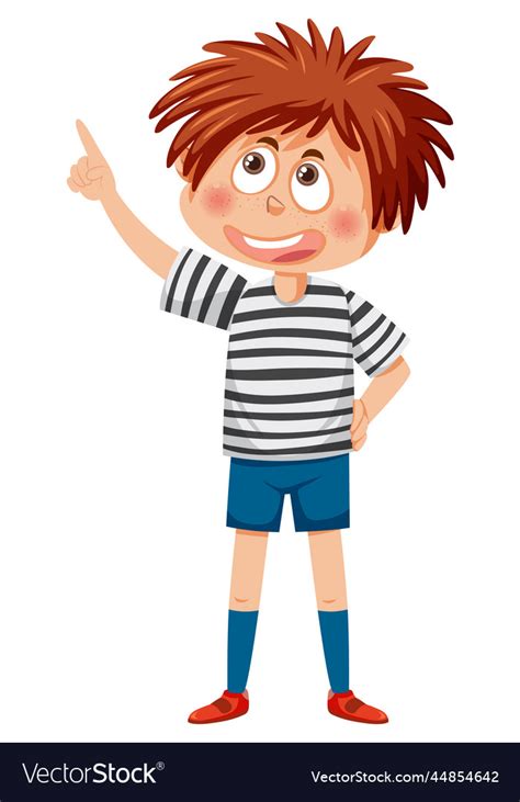 A boy pointing finger cartoon character Royalty Free Vector