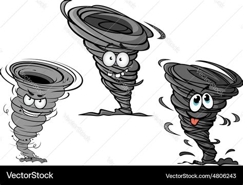 Cartoon hurricane tornado and typhoon characters Vector Image