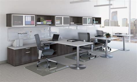 3 Person Workstation Desk with Storage - Elements by Harmony Collection | Madison Liquidators