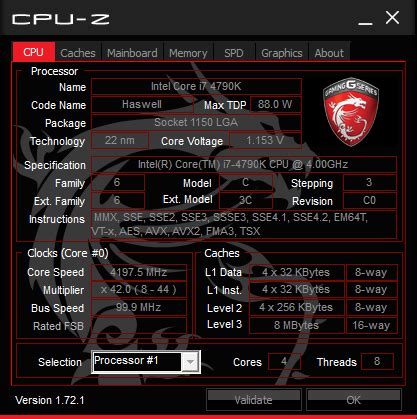 MSI GAMING custom version of CPU-Z | News | CPUID