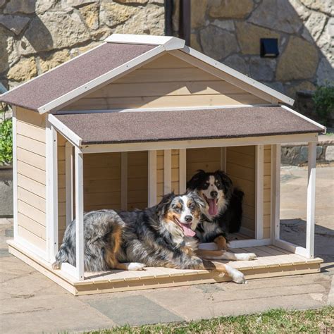 Antique Large Dog House W Roof Solid Wood Penthouse Kennels Crates Duplex 51x43x43 W Balcony ...