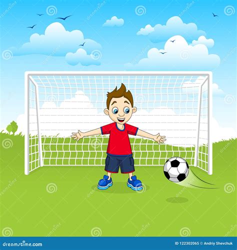 Teenage Boy Goalie Catching Soccer Ball - Vector Illustration Stock ...