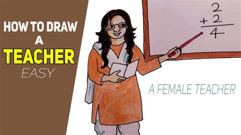 How to Draw a Teacher Easy. Drawing of a Female Teacher. Teacher’s Day Drawing. - YouTube