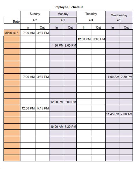 Work Schedule Templates | 12+ Free Word, Excel & PDF Formats, Samples, Examples, Forms