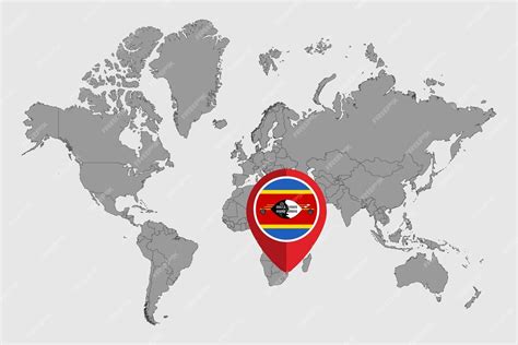 Premium Vector | Pin map with Eswatini flag on world map Vector ...