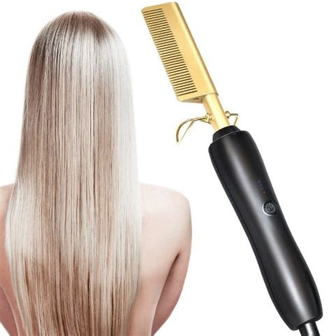 Electric Hair Hot Comb for Women and Men - 2 in 1 Straightener/Curling iron - Trendy Wigs Gallery