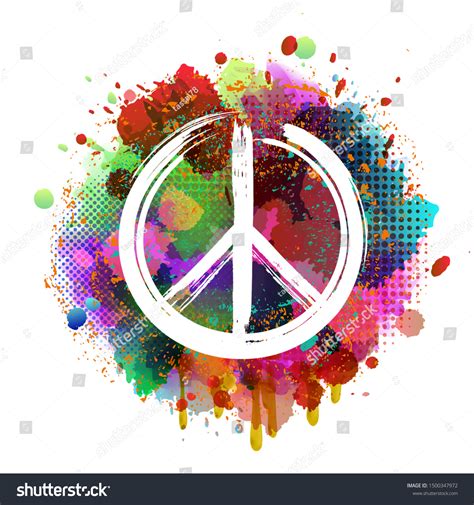 Peace Hippie Symbol Over Colorful Background Stock Vector (Royalty Free ...