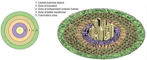 Burgess model or concentric zone model (1925) by Ernest Burgess – PlanningTank