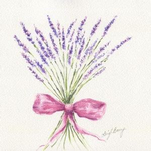 Lavender Bouquet: Watercolor Lavender Painting Original Floral Painting Cottage Wall Decor ...