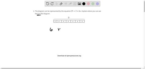 The diagram can be represented by the equation 25=2+6 x. Explain where ...