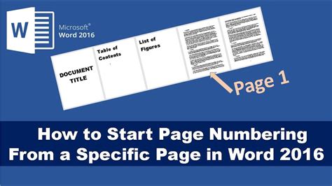 How to Start Page Numbering From a Specific Page in Word 2016 - YouTube