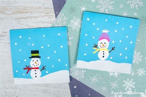 How to Make an Adorable Cork Printed Snowman Card - Projects with Kids