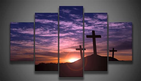 Three Crosses At Calvary | Christian wall art, Canvas wall art, Cross art