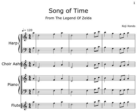 Song of Time - Sheet music for Harp, Choir Aahs, Piano, Flute