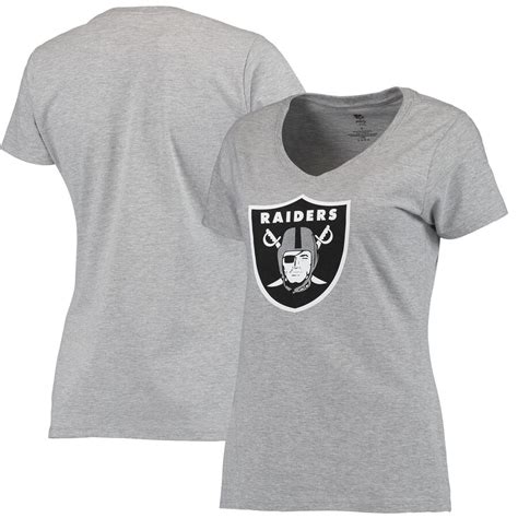 Women's Oakland Raiders NFL Pro Line Heathered Gray Primary Logo V-Neck ...