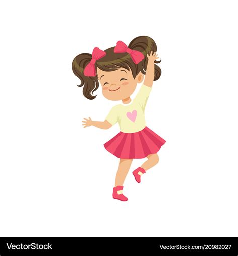 Lovely brunette little girl dancing Royalty Free Vector