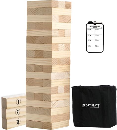 Large Tower Game Lawn Yard Outdoor Games for Adults and Family Wooden Stacking Games- Includes ...