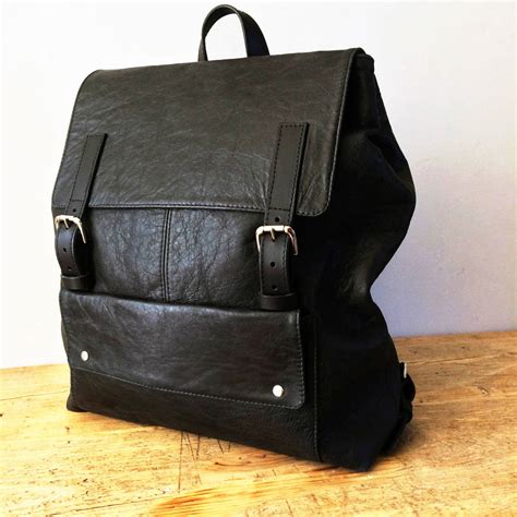 large handcrafted black leather backpack by freeload leather accessories | notonthehighstreet.com