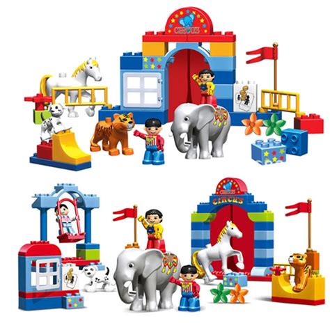 DIY Big Size Circus Animals Performance Show Building Blocks Kids Toys Bricks Compatible ...