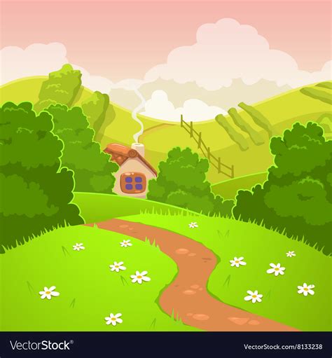 Cartoon nature country landscape Royalty Free Vector Image