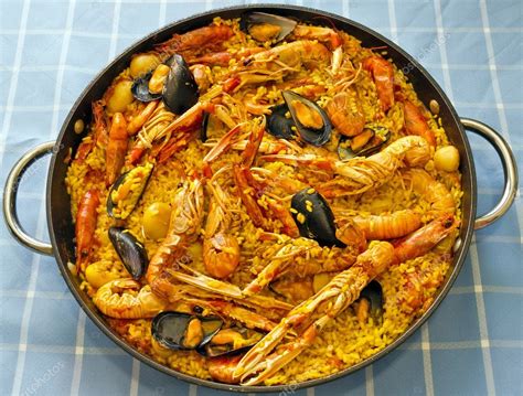 Paella Valenciana, typical food of Spain — Stock Photo © KarSol #8363466