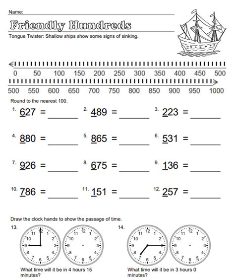 Friendly Hundreds--3rd Grade Rounding Worksheet | Educational Resource