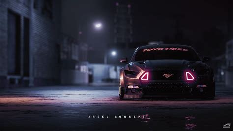 black Ford Mustang #dark #car #vehicle #Ford Ford Mustang #1080P #wallpaper #hdwallpaper # ...