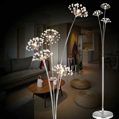 New Modern Crystal Floor Lamp For Living Room Flower Decorative LED Steel Standing Lamps Bedroom ...