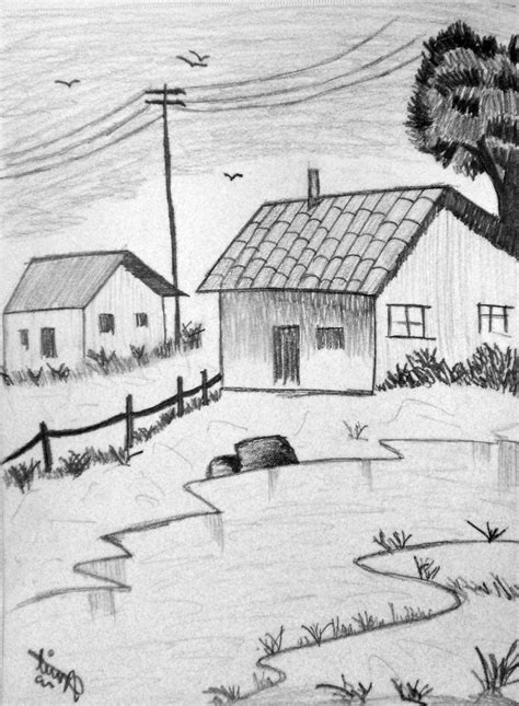 Landscape Pencil Drawing Easy Hd Pencil Drawing Scenery Landscapes ...