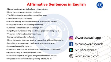 100+ Affirmative Sentences in English - Word Coach