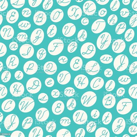 Seamless Pattern With English Cursive Letters Stock Illustration ...