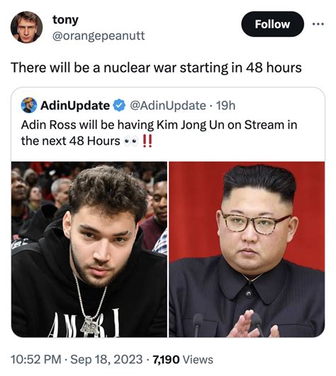 Adin Ross Kim Jong-un meme | Adin Ross' Kim Jong-un Interview Stream ...