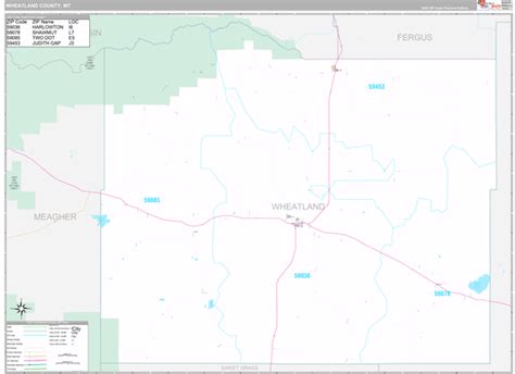 Wheatland County, MT Wall Map Premium Style by MarketMAPS - MapSales