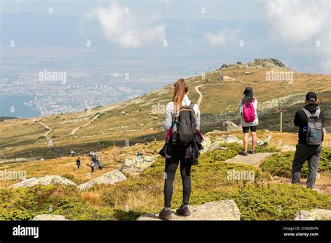People hiking Black Peak at 2290m in Vitosha Mountain, Sofia, Bulgaria Stock Photo - Alamy