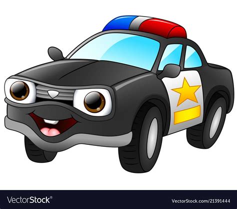 Police car cartoon Royalty Free Vector Image - VectorStock | Car cartoon, Cartoon car drawing ...