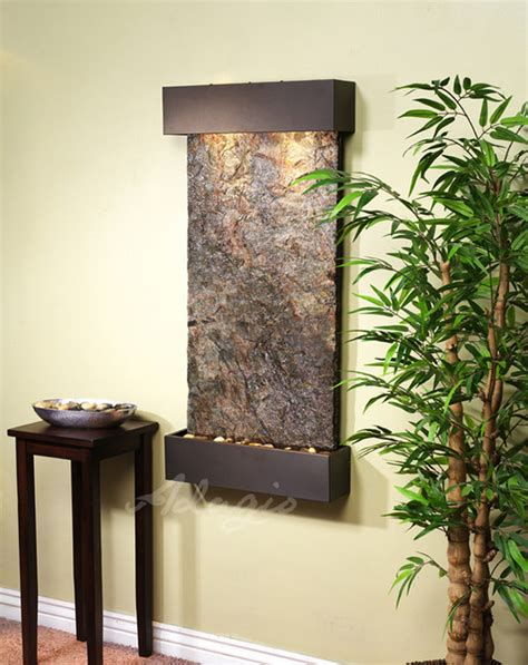 Slate Wall Mounted Water Features - The Whispering Creek with Green Slate - Contemporary ...