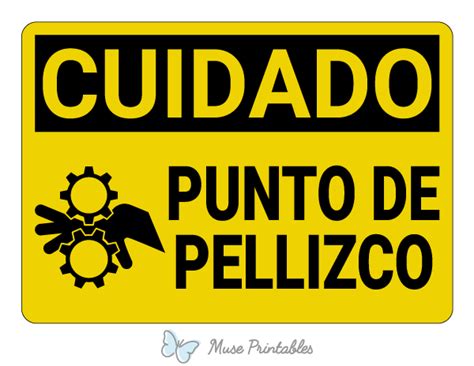 Printable Spanish Pinch Point Caution Sign