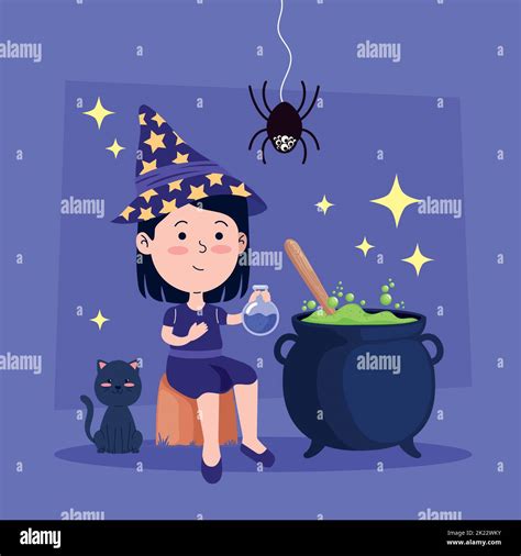 halloween witch with cauldron Stock Vector Image & Art - Alamy