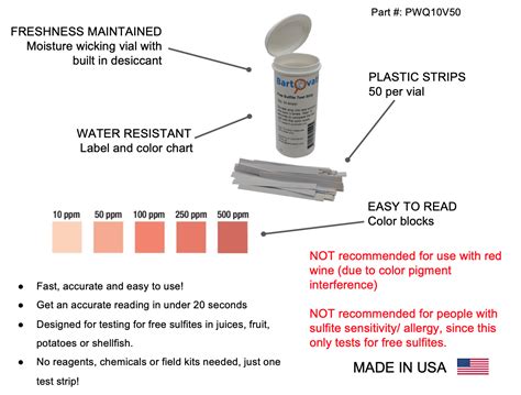 Free Sulfite Test Strips, 10-500 ppm | Bartovation Test Strips