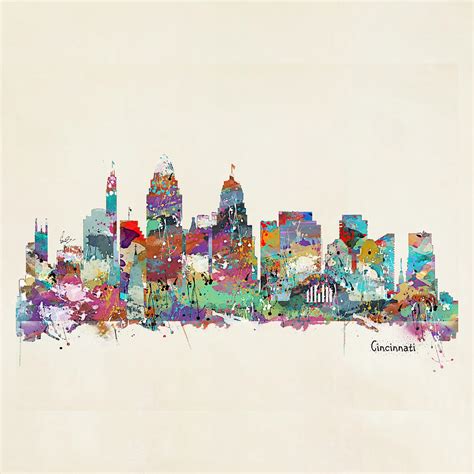 Cincinnati Ohio Skyline Painting by Bri Buckley - Fine Art America