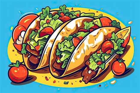 Premium AI Image | Tacos illustration Food illustration Generative AI