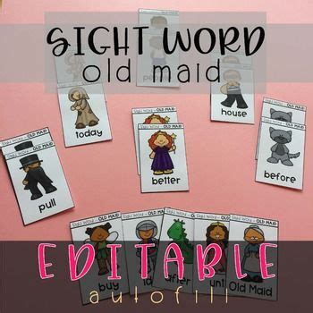 This Sight Word Old Maid card game is a great sight word activity for first graders. You can ...