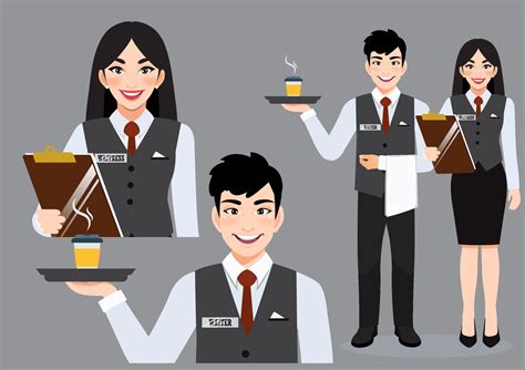 Professional Waiter And Waitress standing together. Restaurant Team ...