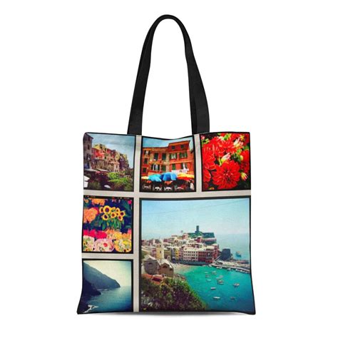 POGLIP Canvas Tote Bag Personalized Custom Collage Wrapped Modern ...