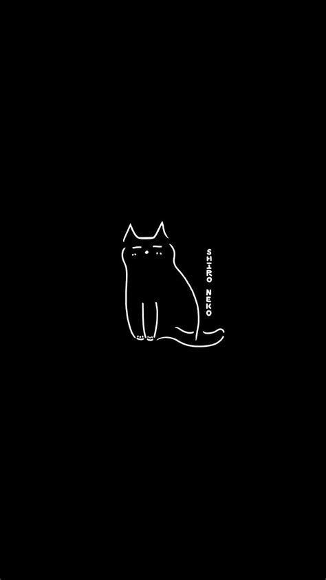 Gato minimalista, dibujo, original, caricatura, estetica, androide, negro, icono, Fondo de ...